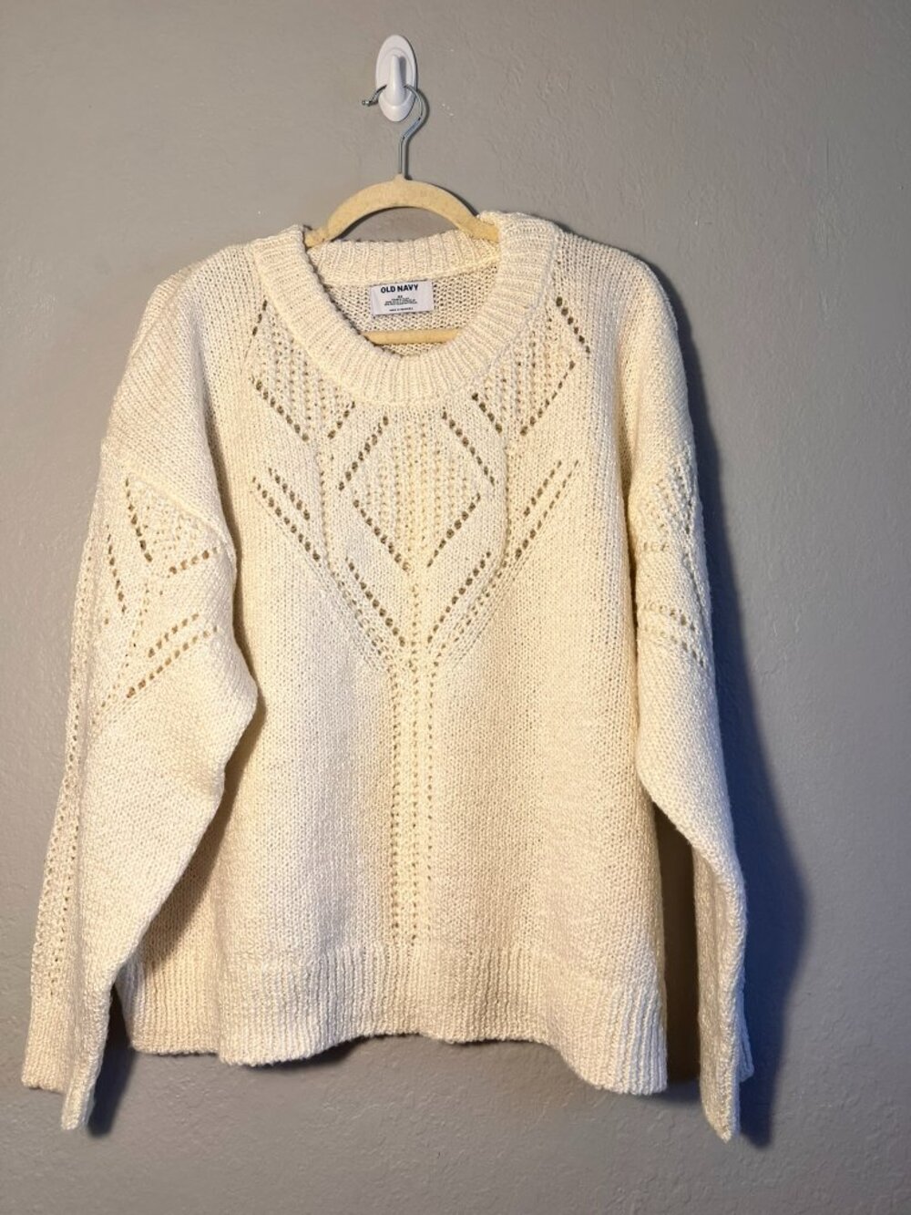 NWOT - Size 2X Old Navy White Pointelle Knit Sweater